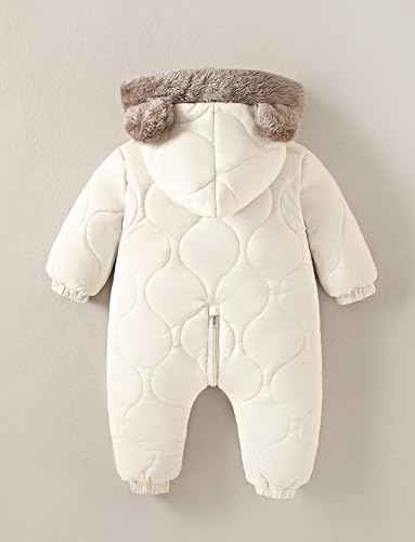 NEAWEALY Baby Winter Overall Mädchen Jungen Schneeanzüge Neugeborene Fleece Gefüttert Strampler Warmer Jumpsuit mit Kapuze