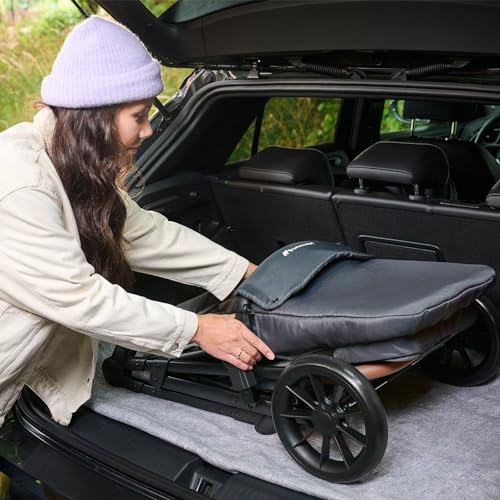 Bebeconfort Luvia Trio, Kinderwagen 3 in 1, 0–4 Jahre (0–22 kg), Baby Kinderwagen, Babyschale, Kinderwagenaufsatz, Smartes Faltsystem, Verstellbarer Schieber, Stoßdämpfung auf Rädern, Mineral Graphite