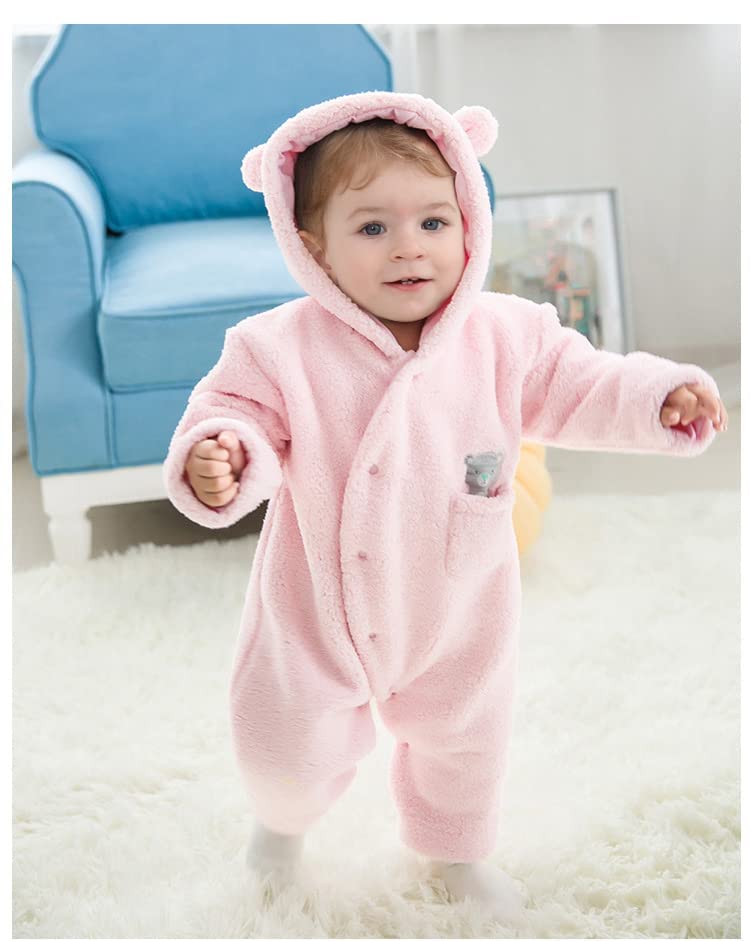 Baby Winter Schneeanzug Baby Strampler, Junge und Mädchen Einteiliger Anzug mit Kapuze, Kleinkind Oberbekleidung Schneeanzug Set Dick und Warm,Blau 3-6 Monate