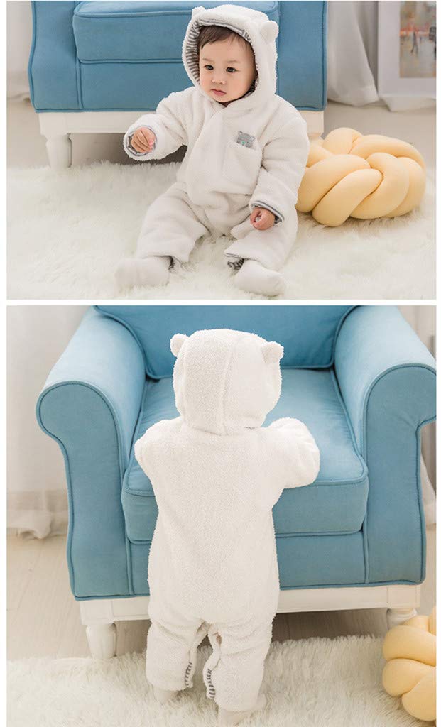 Baby Winter Schneeanzug Baby Strampler, Junge und Mädchen Einteiliger Anzug mit Kapuze, Kleinkind Oberbekleidung Schneeanzug Set Dick und Warm,Blau 3-6 Monate