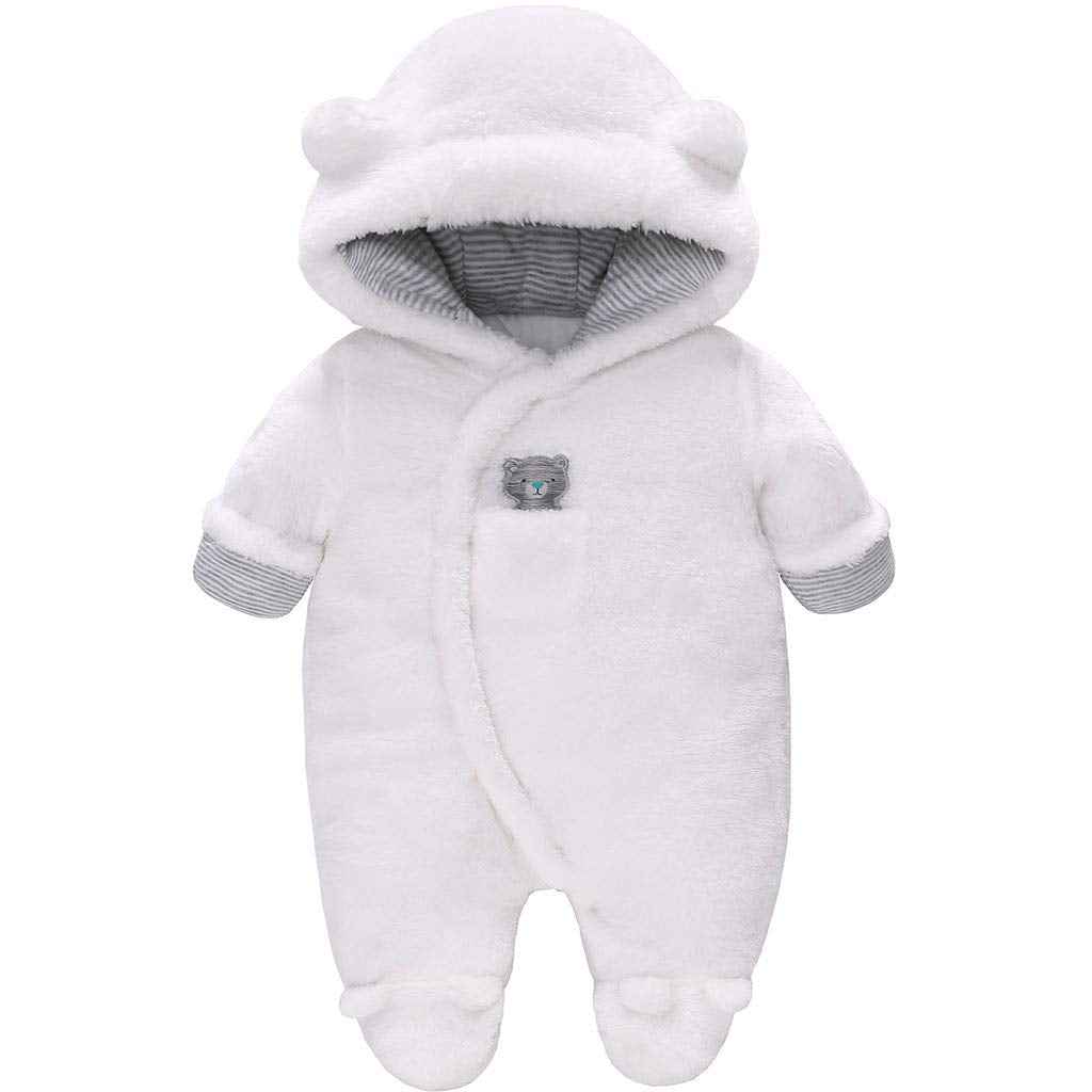 Baby Winter Schneeanzug Baby Strampler, Junge und Mädchen Einteiliger Anzug mit Kapuze, Kleinkind Oberbekleidung Schneeanzug Set Dick und Warm,Blau 3-6 Monate