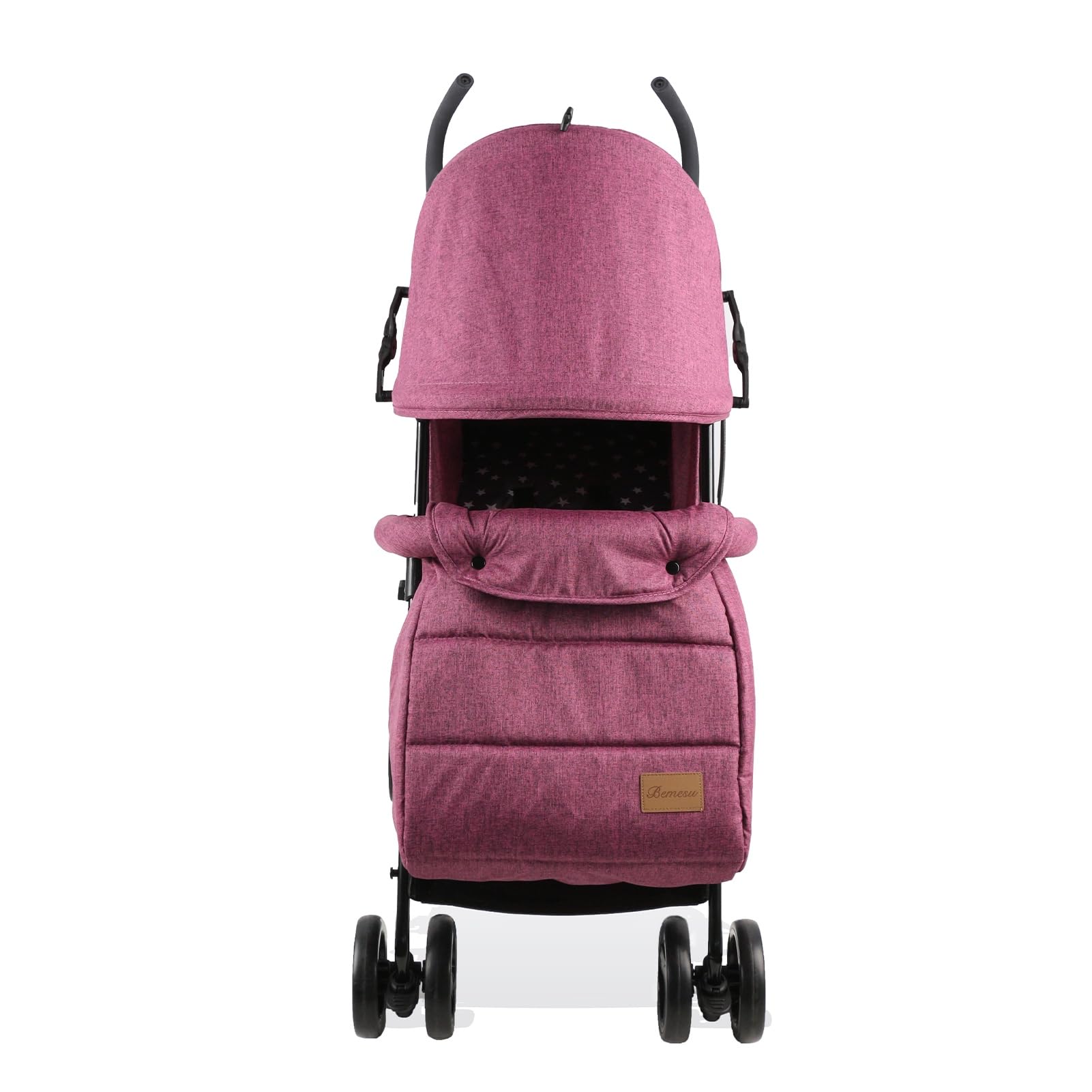 Bemesu Reisebuggy Kompaktkinderwagen mit 360°-Schwenkrädern, Kinderwagen mit 5-Punkt-Gurt, Kinderwagen 360° verstellbare Fahrtrichtung, Kinderbuggy klappbar bis 15kg, 0–3 Jahre, Lila