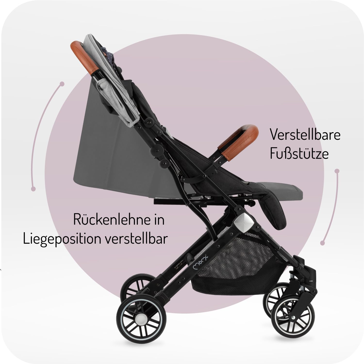 Kinderwagen MoMi ESTELLE ab 6 Monaten (bis 15 kg), klappbarer Kinderwagen mit 5-Punkt-SicherheitsgurtKinderwagen MoMi ESTELLE ab 6 Monaten (bis 15 kg), klappbarer Kinderwagen mit 5-Punkt-Sicherheitsgurt, Einkaufskorb mit Auflappfunktion , Teleskopzuggriff