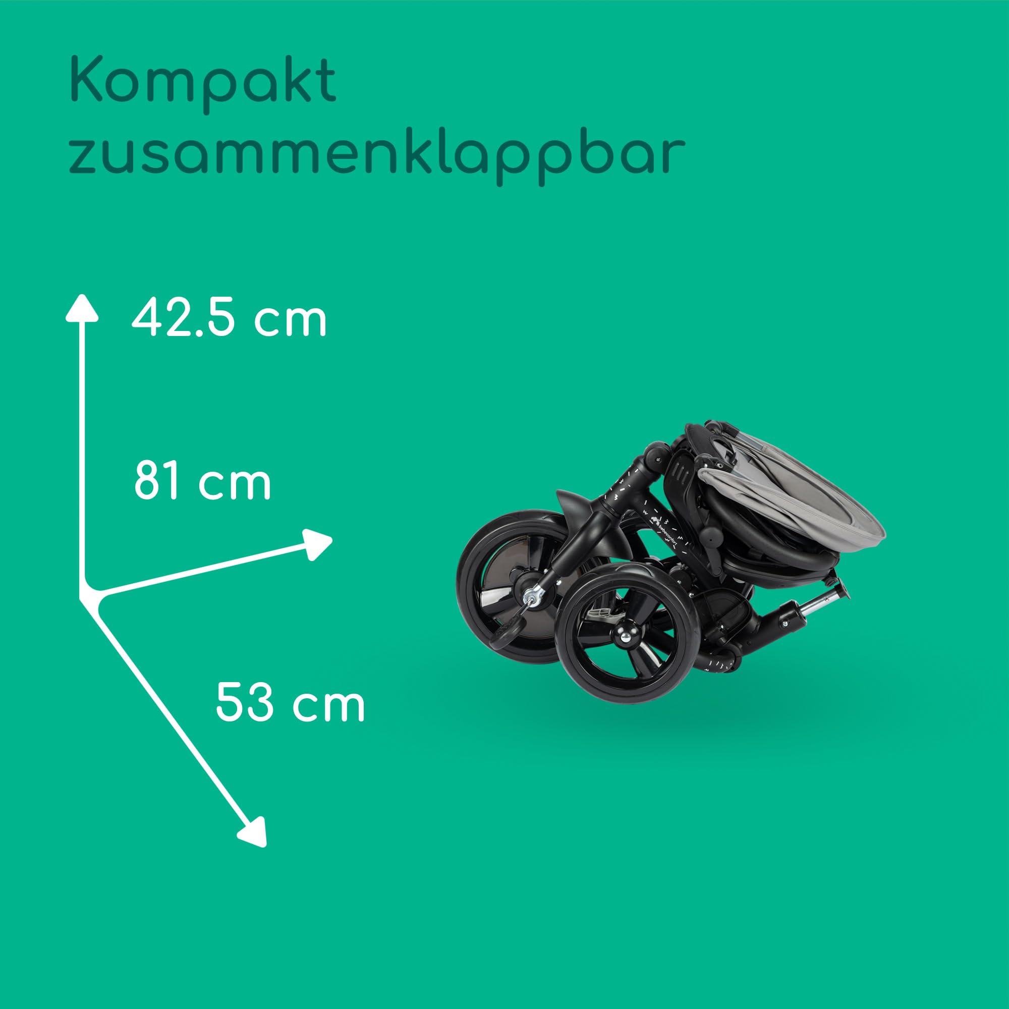 Bebeconfort Zephir, kompakter Baby Kinderwagen, 0–4 Jahre (bis zu 22 kg), leichter Reise Buggy (4,5 kg), in Kabinengröße, flacher und verstellbarer Sitz, Aufbewahrungskorb, Mineral Green