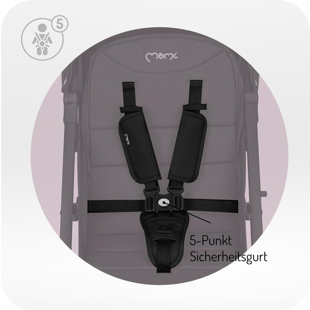 Kinderwagen MoMi ESTELLE ab 6 Monaten (bis 15 kg), klappbarer Kinderwagen mit 5-Punkt-SicherheitsgurtKinderwagen MoMi ESTELLE ab 6 Monaten (bis 15 kg), klappbarer Kinderwagen mit 5-Punkt-Sicherheitsgurt, Einkaufskorb mit Auflappfunktion , Teleskopzuggriff