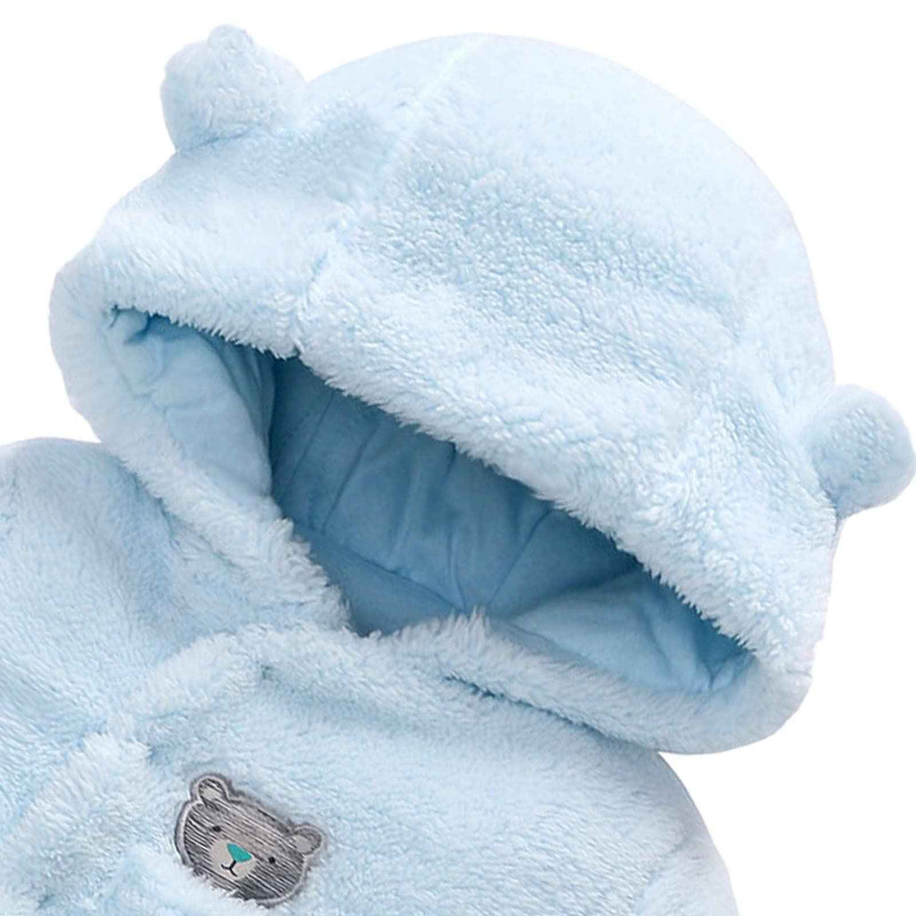 Baby Winter Schneeanzug Baby Strampler, Junge und Mädchen Einteiliger Anzug mit Kapuze, Kleinkind Oberbekleidung Schneeanzug Set Dick und Warm,Blau 3-6 Monate