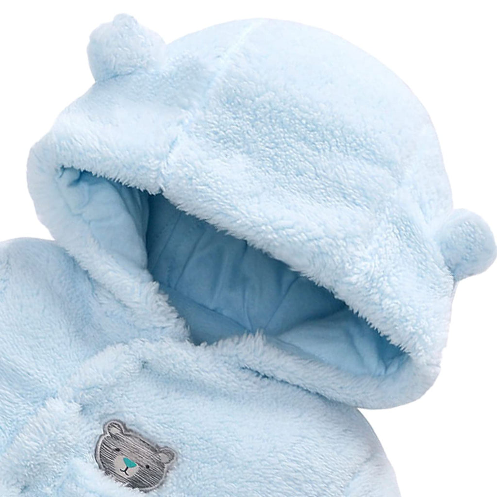 Baby Winter Schneeanzug Baby Strampler, Junge und Mädchen Einteiliger Anzug mit Kapuze, Kleinkind Oberbekleidung Schneeanzug Set Dick und Warm,Blau 3-6 Monate