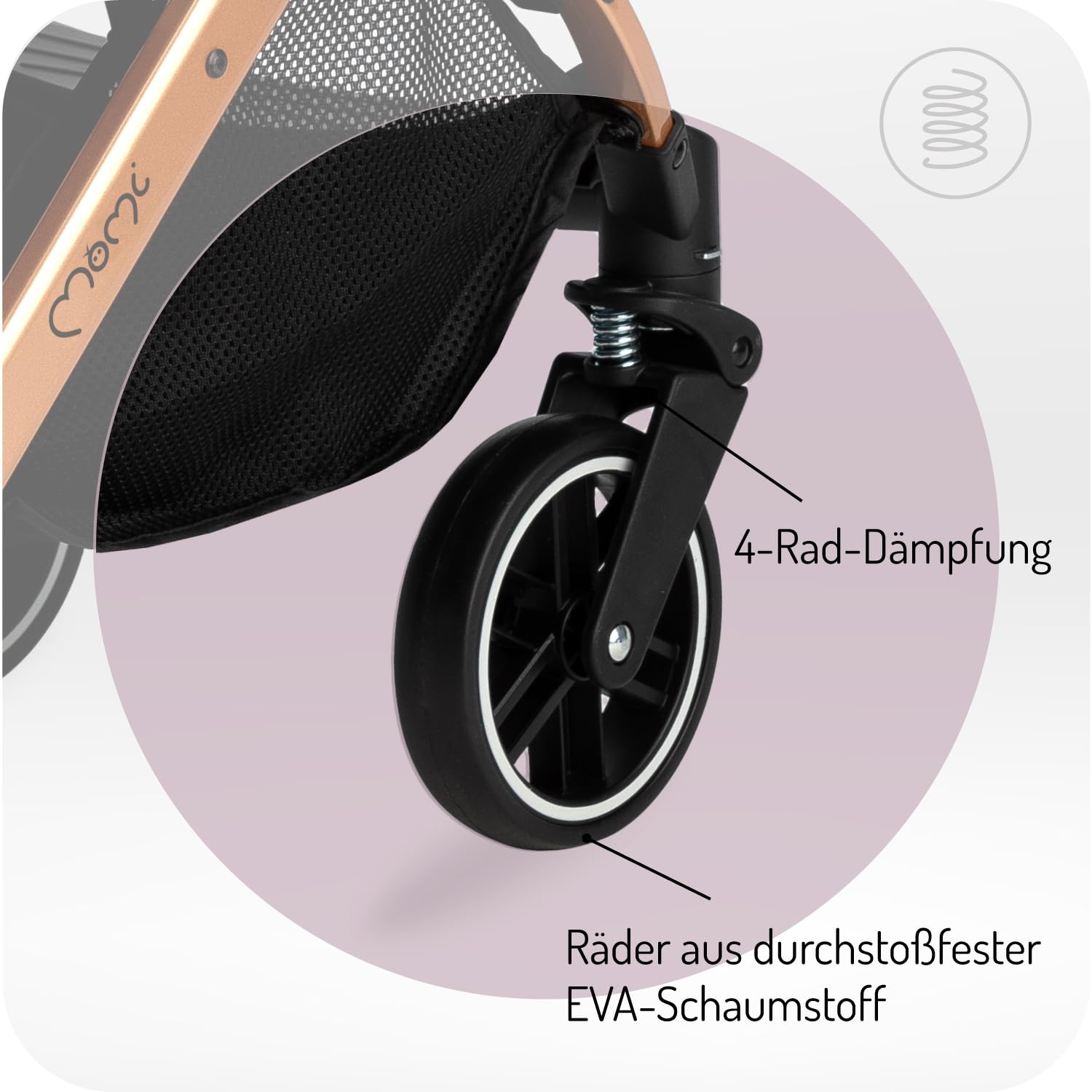Kinderwagen MoMi ESTELLE ab 6 Monaten (bis 15 kg), klappbarer Kinderwagen mit 5-Punkt-SicherheitsgurtKinderwagen MoMi ESTELLE ab 6 Monaten (bis 15 kg), klappbarer Kinderwagen mit 5-Punkt-Sicherheitsgurt, Einkaufskorb mit Auflappfunktion , Teleskopzuggriff