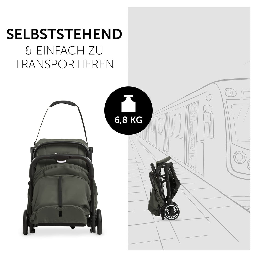 Hauck Travel N Care Dark Olive Kinderwagen – Leichter Reise Buggy für Kinder ab Geburt bis 22 kg mit Liegefunktion, kompakt und UPF 50+