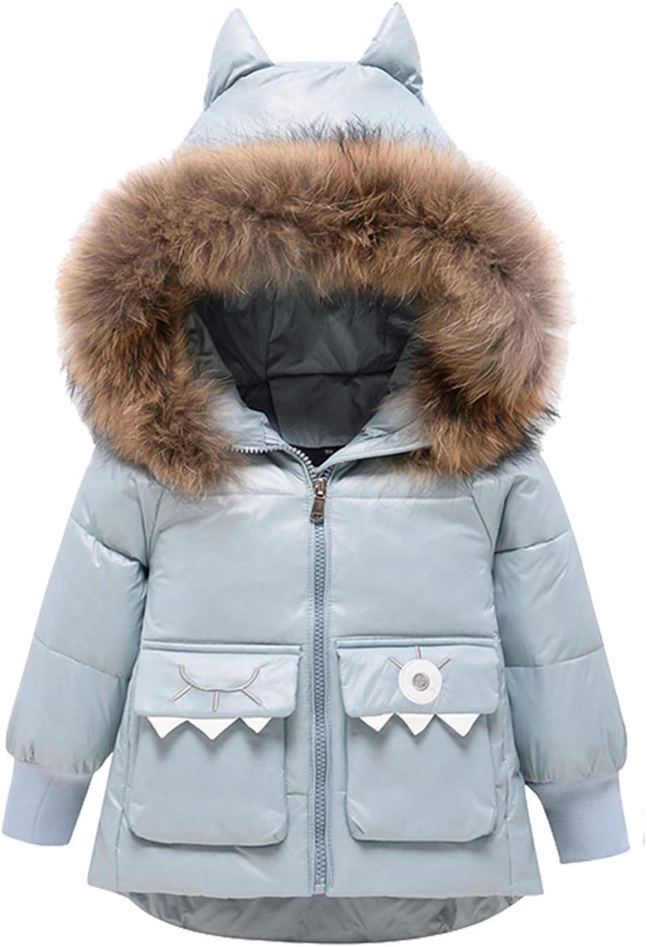amropi Skianzug Mädchen Kinder Schneeanzug Daunenjacke mit Kaputze + Skihose 2tlg Bekleidungsset Winteranzug für 1-5 Jahre