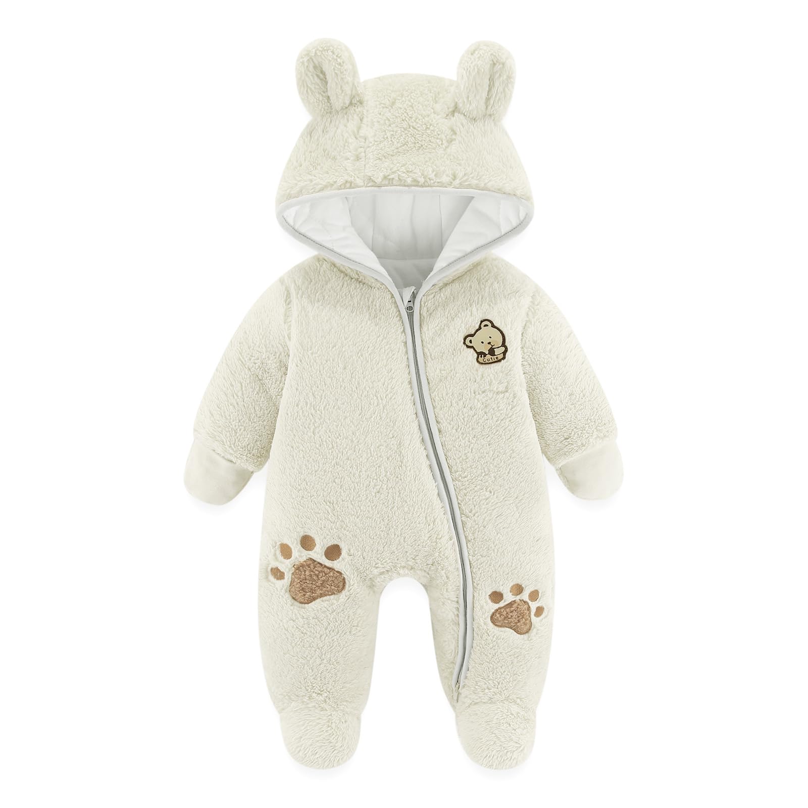 Baby Schneeanzüge Winter Overall mit Kapuze Fleece Strampler Mädchen Jungen Warm Outfits- Gr. 0-3 Monate (59 cm), Gelb