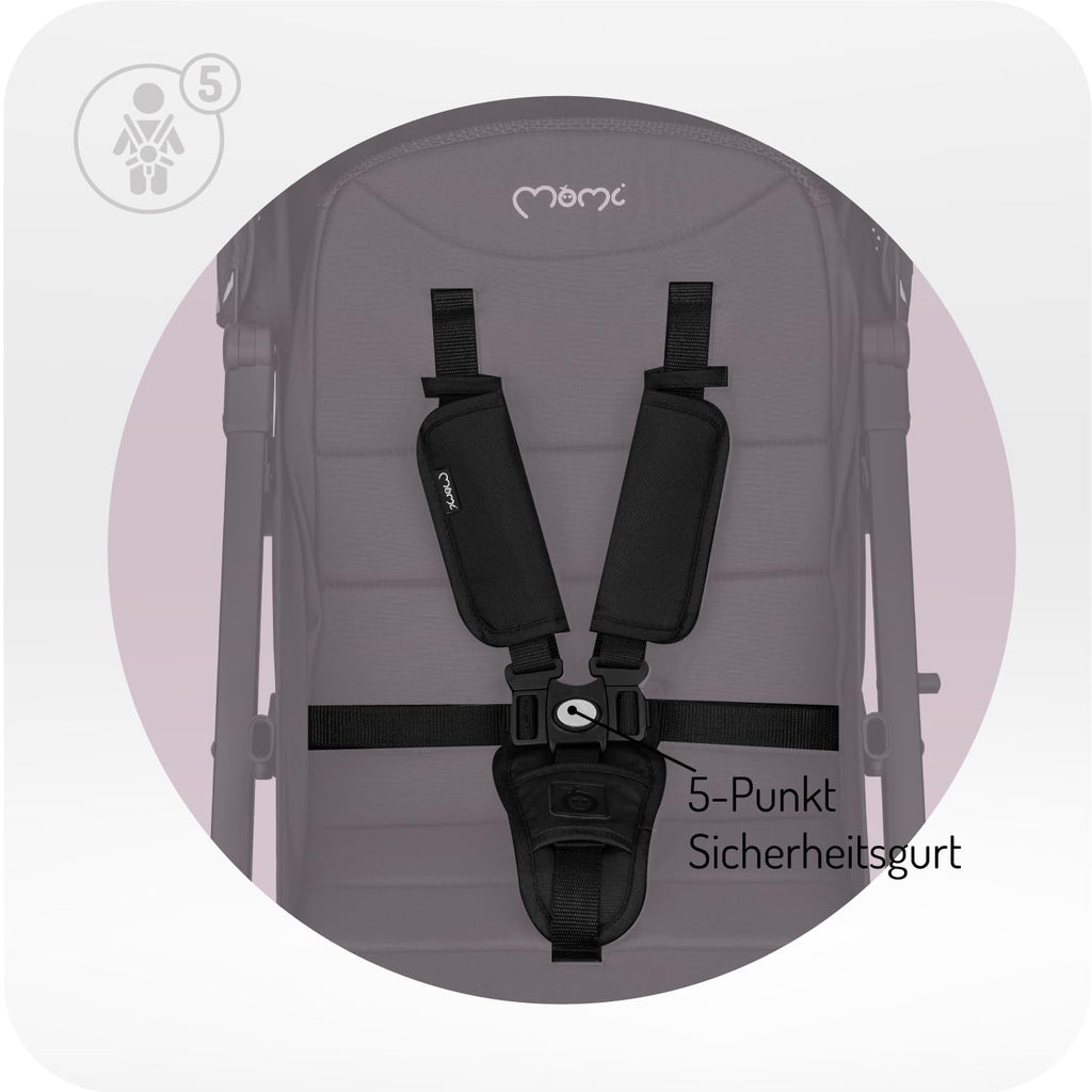 Kinderwagen MoMi ESTELLE ab 6 Monaten (bis 15 kg), klappbarer Kinderwagen mit 5-Punkt-SicherheitsgurtKinderwagen MoMi ESTELLE ab 6 Monaten (bis 15 kg), klappbarer Kinderwagen mit 5-Punkt-Sicherheitsgurt, Einkaufskorb mit Auflappfunktion , Teleskopzuggriff