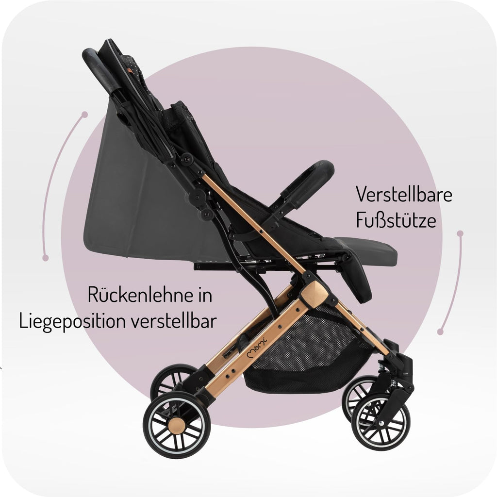 Kinderwagen MoMi ESTELLE ab 6 Monaten (bis 15 kg), klappbarer Kinderwagen mit 5-Punkt-SicherheitsgurtKinderwagen MoMi ESTELLE ab 6 Monaten (bis 15 kg), klappbarer Kinderwagen mit 5-Punkt-Sicherheitsgurt, Einkaufskorb mit Auflappfunktion , Teleskopzuggriff