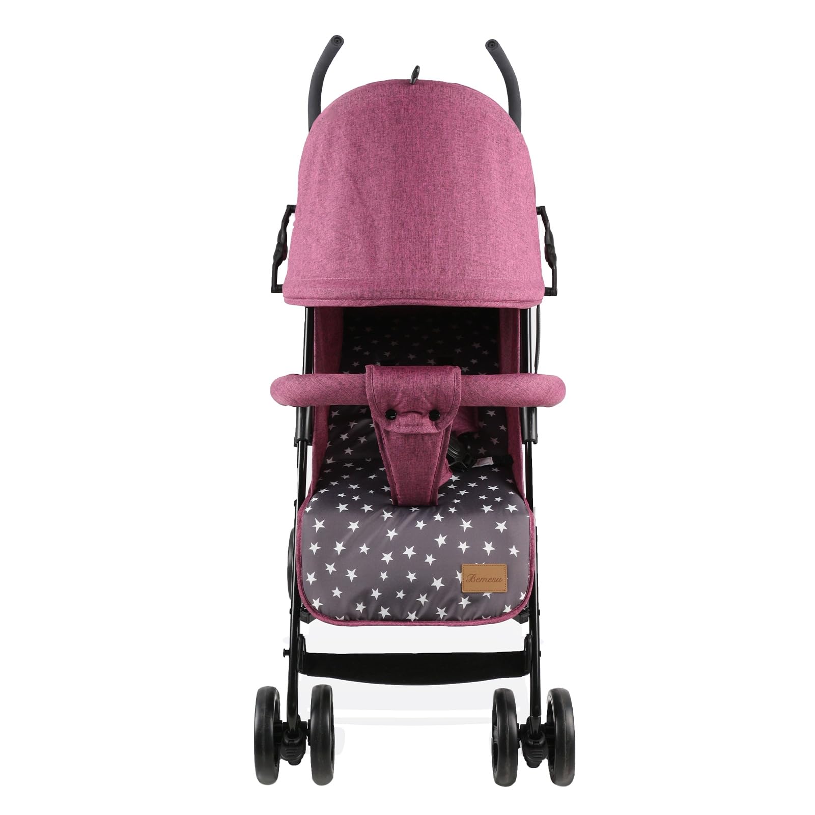 Bemesu Reisebuggy Kompaktkinderwagen mit 360°-Schwenkrädern, Kinderwagen mit 5-Punkt-Gurt, Kinderwagen 360° verstellbare Fahrtrichtung, Kinderbuggy klappbar bis 15kg, 0–3 Jahre, Lila