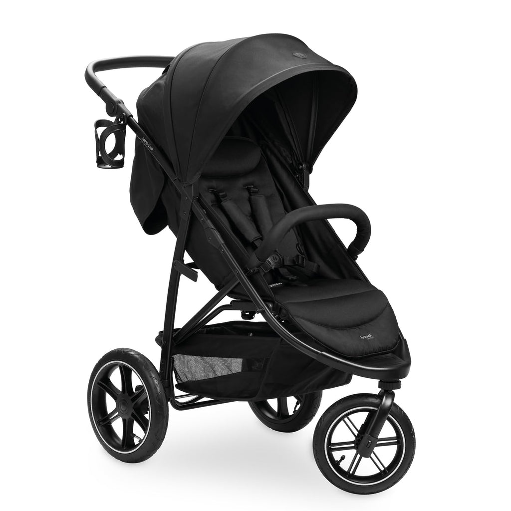 Hauck Buggy Rapid 3R Kinderwagen für Kinder bis 22 kg, mit Gummi Reifen, Klein Zusammenklappbar, UV-Schutz 50+, Schlaffunktion ab Geburt, Höhenverstellbarer Schieber und Großem Korb bis 3 kg (Black)
