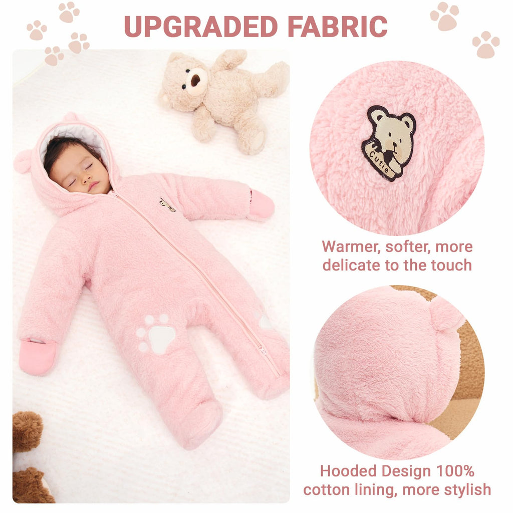 Baby Schneeanzüge Winter Overall mit Kapuze Fleece Strampler Mädchen Jungen Warm Outfits- Gr. 0-3 Monate (59 cm), Gelb