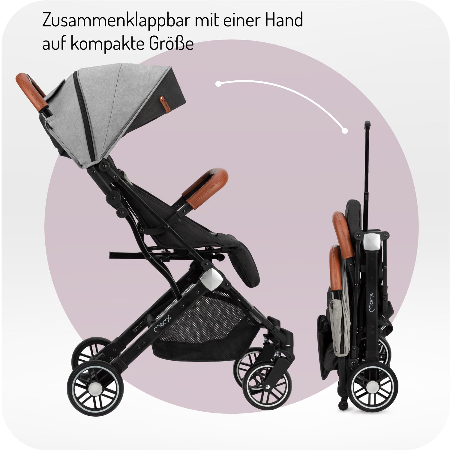Kinderwagen MoMi ESTELLE ab 6 Monaten (bis 15 kg), klappbarer Kinderwagen mit 5-Punkt-SicherheitsgurtKinderwagen MoMi ESTELLE ab 6 Monaten (bis 15 kg), klappbarer Kinderwagen mit 5-Punkt-Sicherheitsgurt, Einkaufskorb mit Auflappfunktion , Teleskopzuggriff