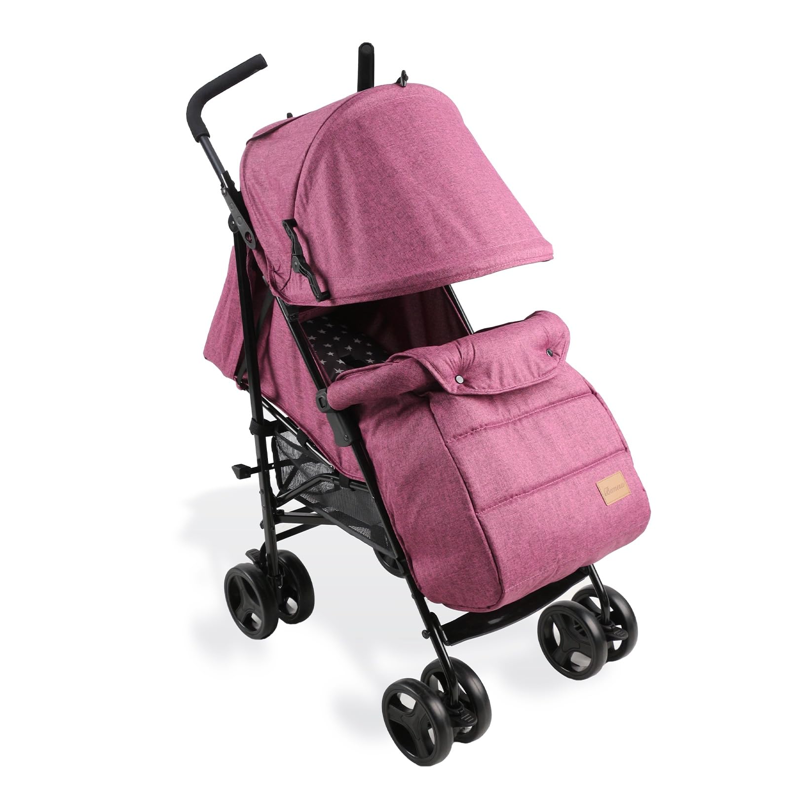 Bemesu Reisebuggy Kompaktkinderwagen mit 360°-Schwenkrädern, Kinderwagen mit 5-Punkt-Gurt, Kinderwagen 360° verstellbare Fahrtrichtung, Kinderbuggy klappbar bis 15kg, 0–3 Jahre, Lila