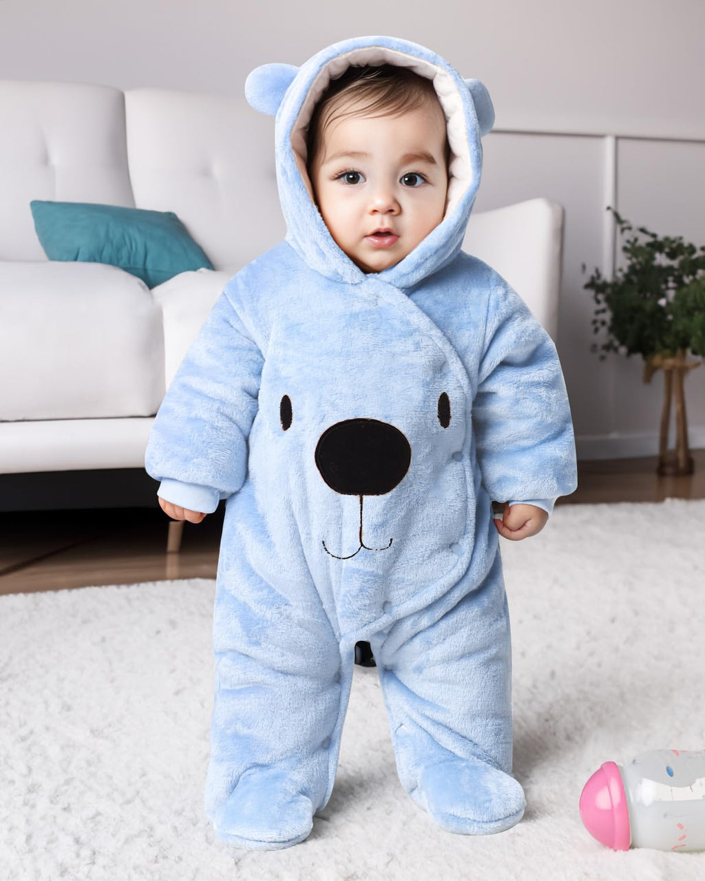 Baby Overall Winter Mit Kapuze Schneeanzug Flanell Strampler Spieler Spielanzug Mit Füße Karikatur Jumpsuit Kleidung 0-3 Monate