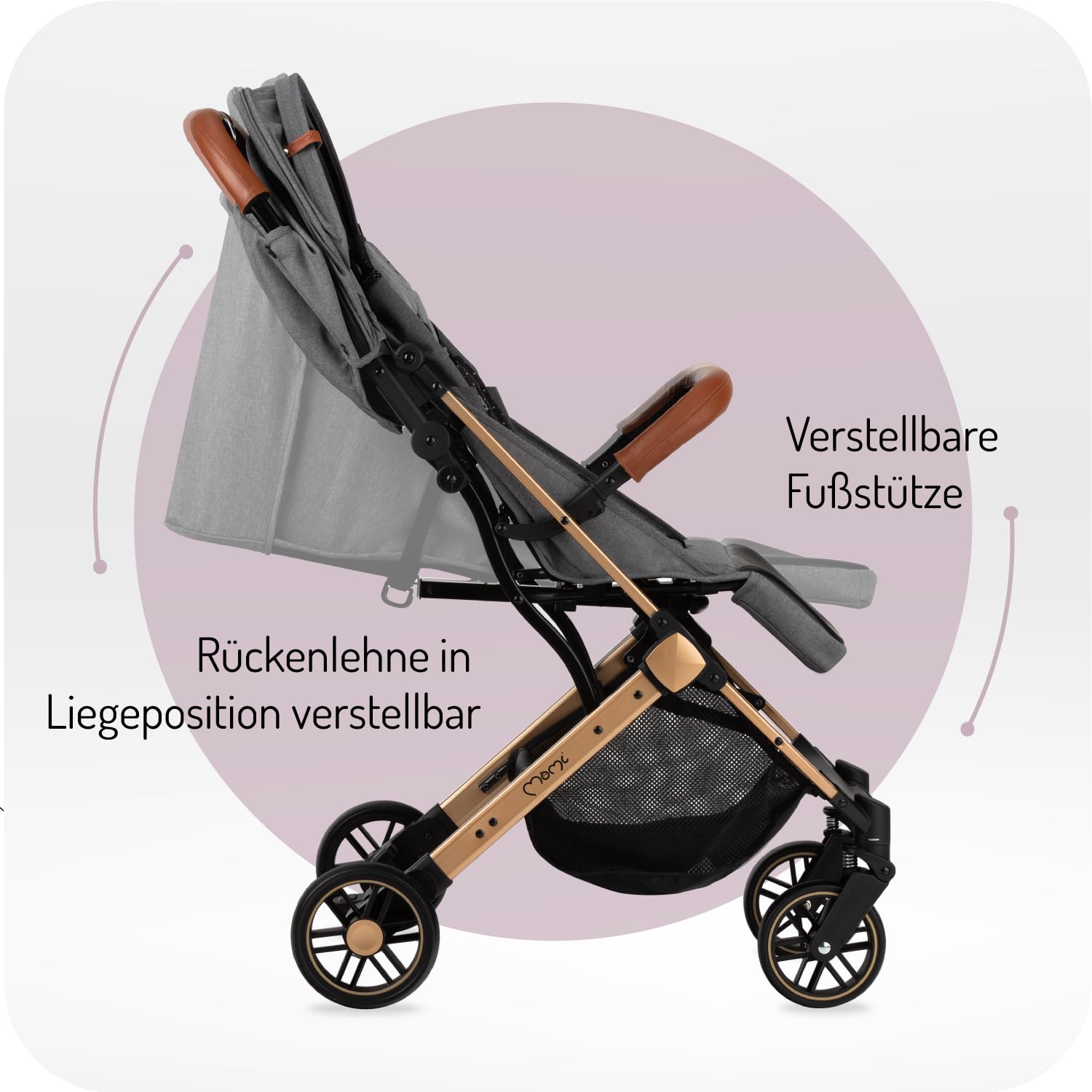Kinderwagen MoMi ESTELLE ab 6 Monaten (bis 15 kg), klappbarer Kinderwagen mit 5-Punkt-SicherheitsgurtKinderwagen MoMi ESTELLE ab 6 Monaten (bis 15 kg), klappbarer Kinderwagen mit 5-Punkt-Sicherheitsgurt, Einkaufskorb mit Auflappfunktion , Teleskopzuggriff