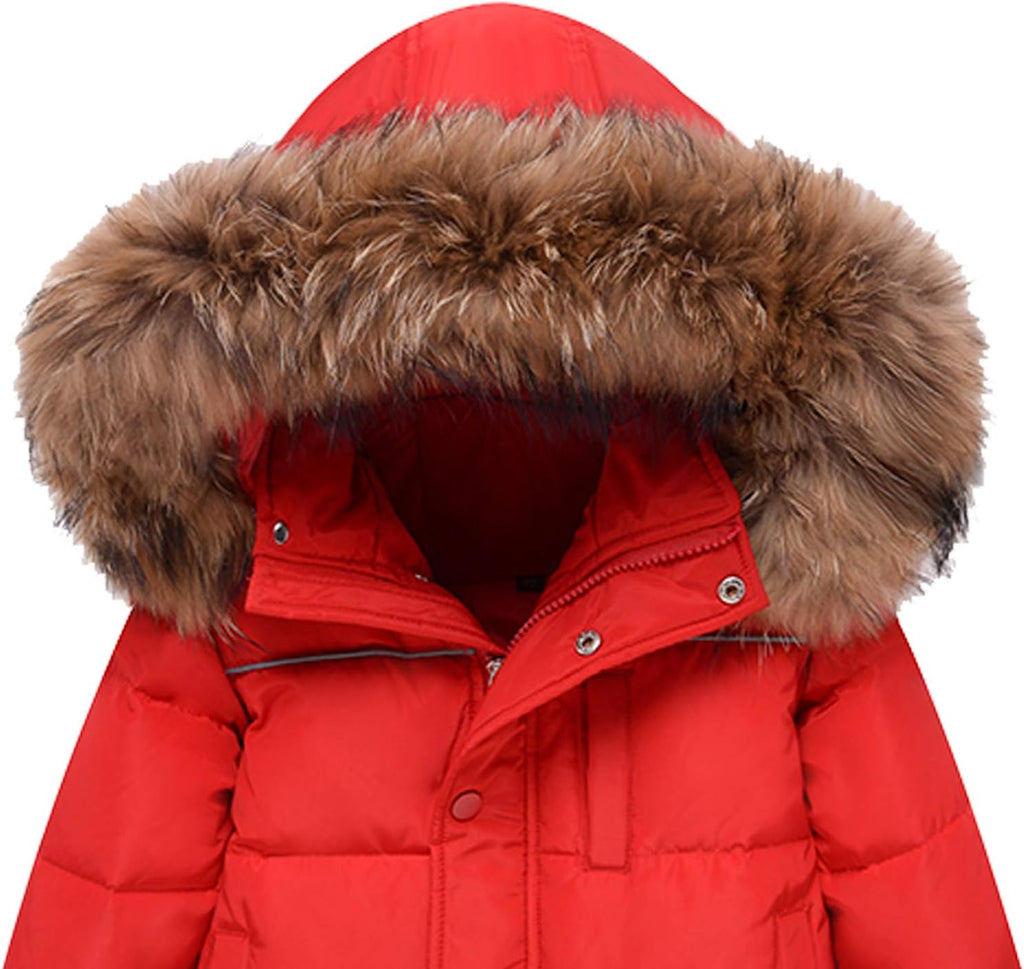 amropi Skianzug Mädchen Kinder Schneeanzug Daunenjacke mit Kaputze + Skihose 2tlg Bekleidungsset Winteranzug für 1-5 Jahre