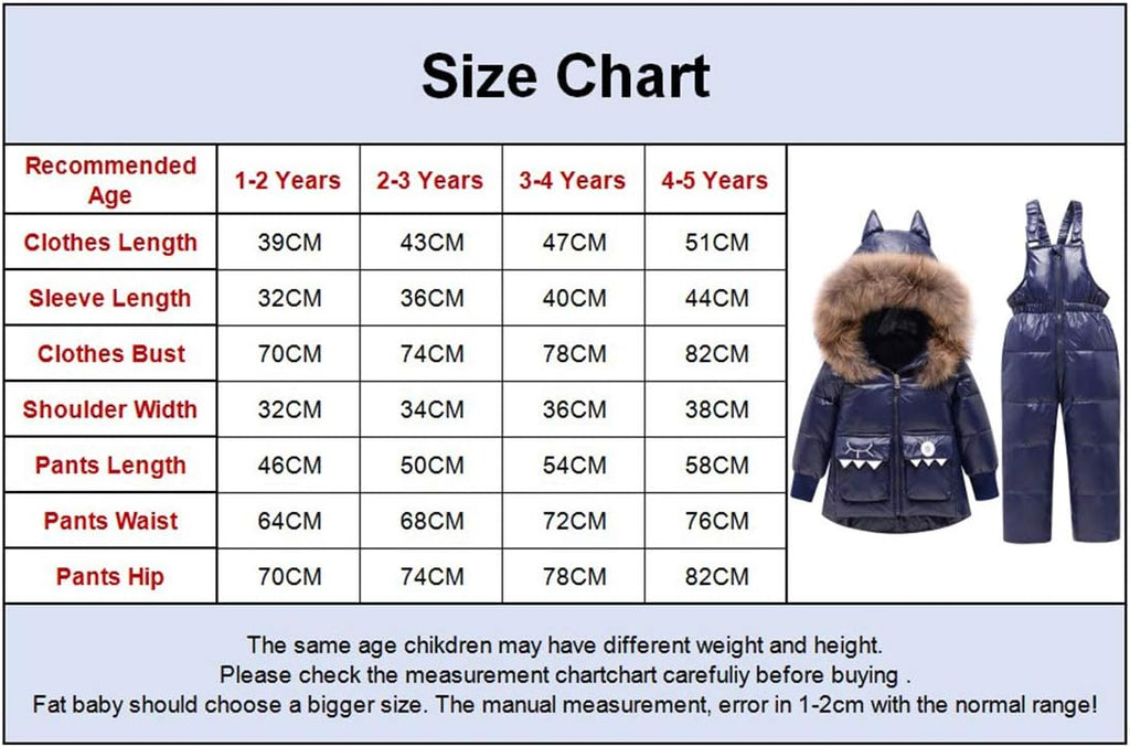 amropi Skianzug Mädchen Kinder Schneeanzug Daunenjacke mit Kaputze + Skihose 2tlg Bekleidungsset Winteranzug für 1-5 Jahre
