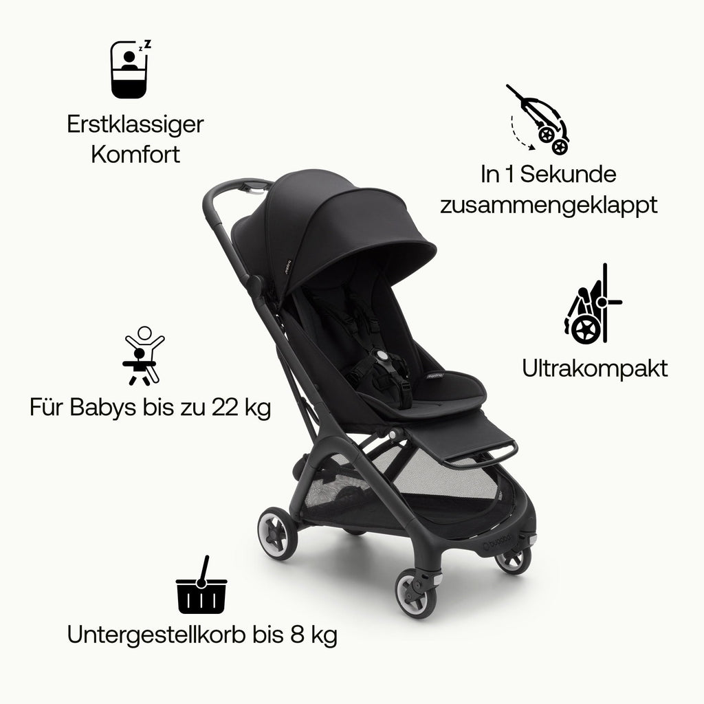 Bugaboo Butterfly ultrakompakter Reise-Kinderwagen, klein & leicht, einhändig faltbar und einfach zu lenken, ergonomischer City-Buggy für Babys ab 6 Monaten, mit viel Stauraum, Forest Green