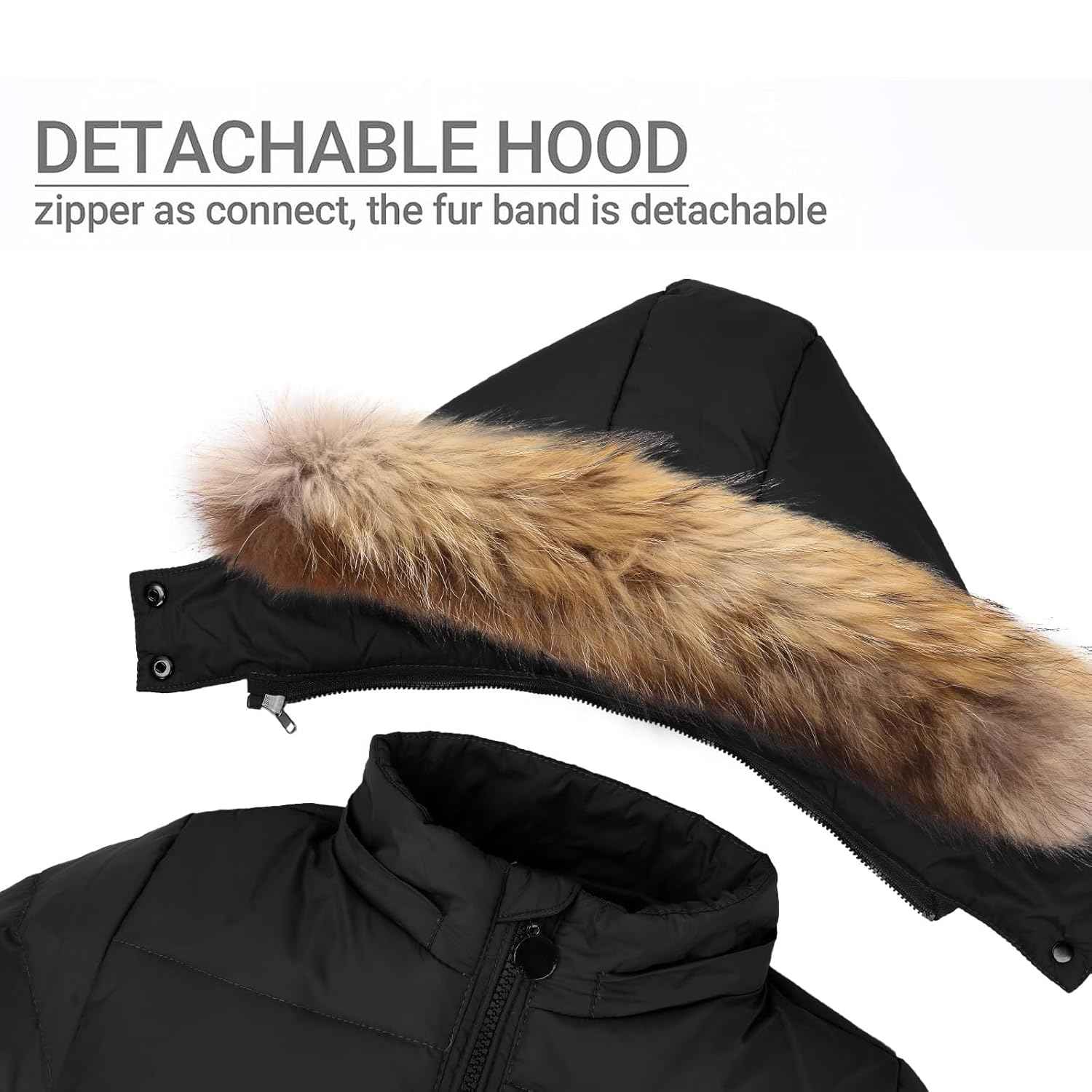 Kinder Daunenjacke Schneeanzug mit Künstliches Fell Kaputze Bekleidungsset Mädchen Jungen Verdickte Winterjacke + Skihose Daunenhose Kinderskianzug, Schwarz 4-5 Jahre