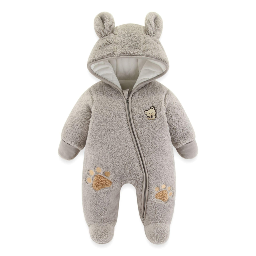 Baby Schneeanzüge Winter Overall mit Kapuze Fleece Strampler Mädchen Jungen Warm Outfits- Gr. 0-3 Monate (59 cm), Gelb
