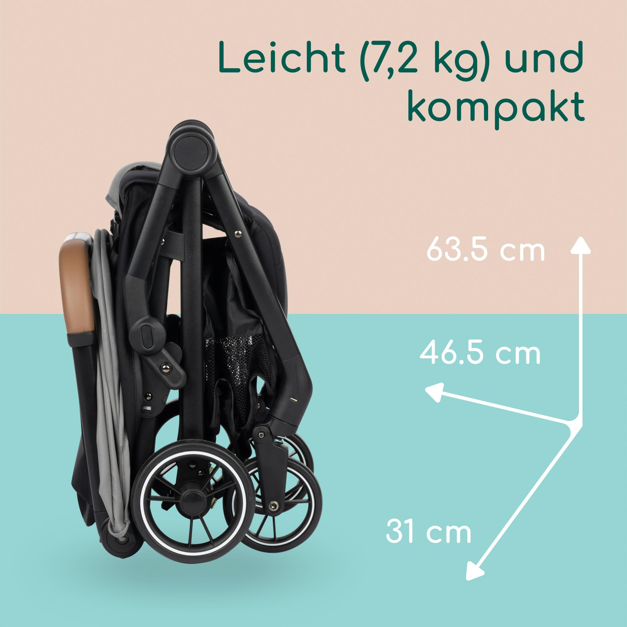 Bebeconfort Zephir, kompakter Baby Kinderwagen, 0–4 Jahre (bis zu 22 kg), leichter Reise Buggy (4,5 kg), in Kabinengröße, flacher und verstellbarer Sitz, Aufbewahrungskorb, Mineral Green