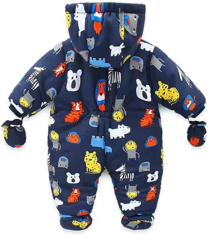 Baby Winter Overall Mit Kapuze Schneeanzüge mit Handschuhen und Füßlinge Mädchen Jungen Warm Kleidungsset