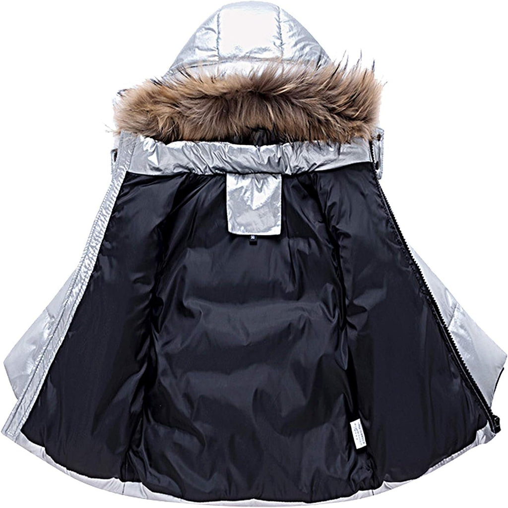 amropi Skianzug Mädchen Kinder Schneeanzug Daunenjacke mit Kaputze + Skihose 2tlg Bekleidungsset Winteranzug für 1-5 Jahre