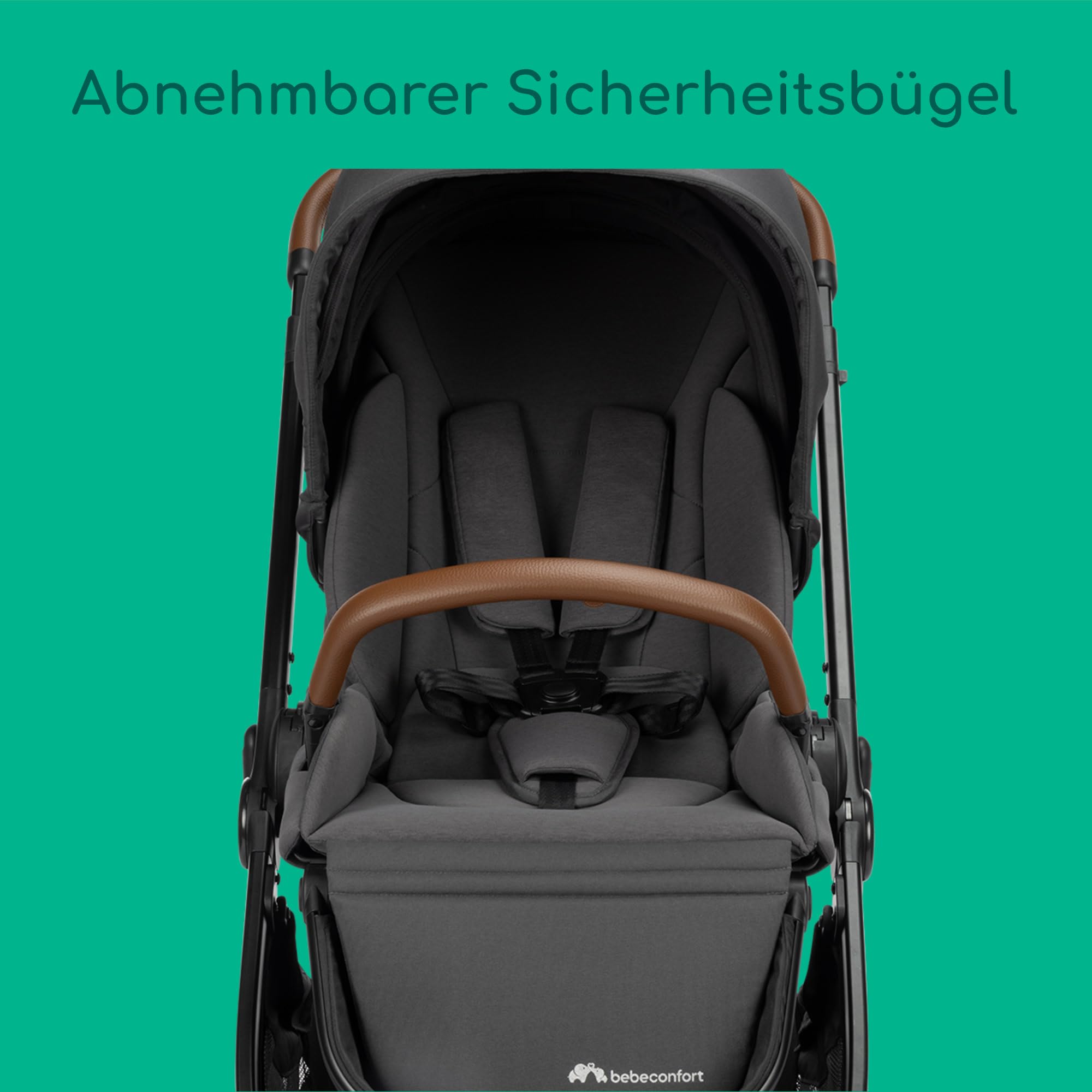 Bebeconfort Luvia Trio, Kinderwagen 3 in 1, 0–4 Jahre (0–22 kg), Baby Kinderwagen, Babyschale, Kinderwagenaufsatz, Smartes Faltsystem, Verstellbarer Schieber, Stoßdämpfung auf Rädern, Mineral Graphite