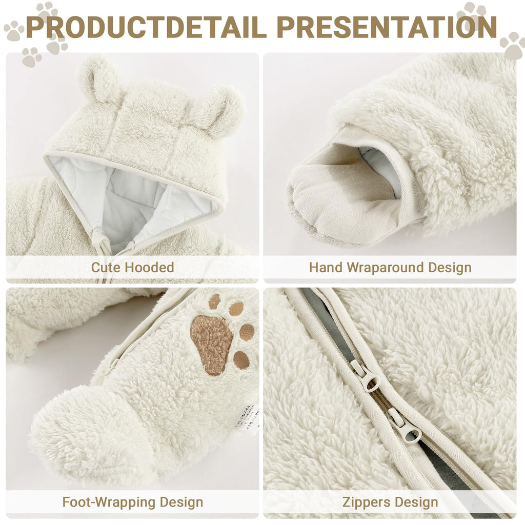 Baby Schneeanzüge Winter Overall mit Kapuze Fleece Strampler Mädchen Jungen Warm Outfits- Gr. 0-3 Monate (59 cm), Gelb