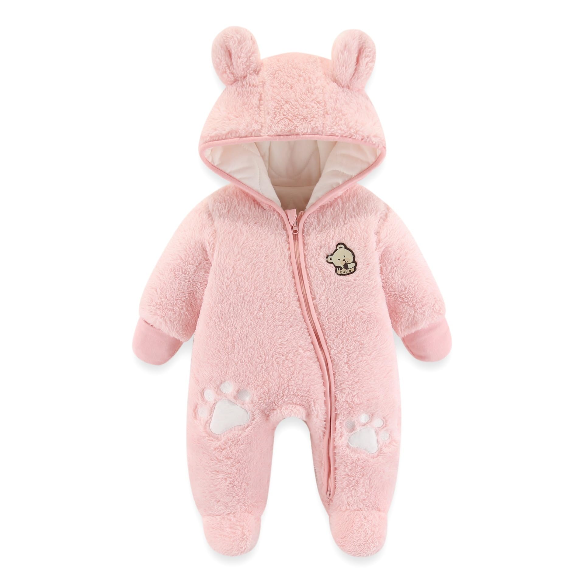 Baby Schneeanzüge Winter Overall mit Kapuze Fleece Strampler Mädchen Jungen Warm Outfits- Gr. 0-3 Monate (59 cm), Gelb