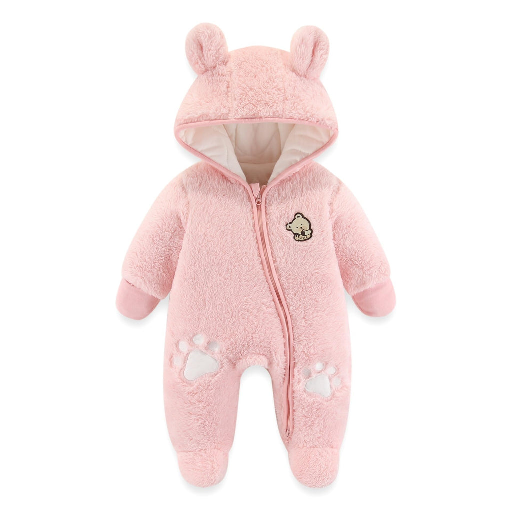 Baby Schneeanzüge Winter Overall mit Kapuze Fleece Strampler Mädchen Jungen Warm Outfits- Gr. 0-3 Monate (59 cm), Gelb