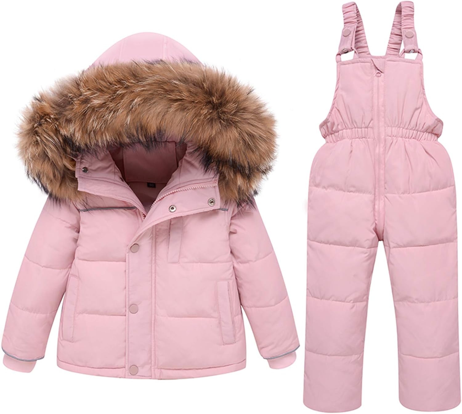amropi Skianzug Mädchen Kinder Schneeanzug Daunenjacke mit Kaputze + Skihose 2tlg Bekleidungsset Winteranzug für 1-5 Jahre
