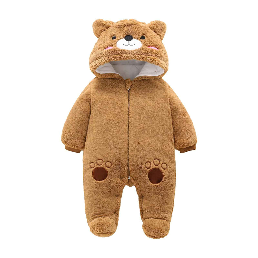 Baby Winter Schneeanzug Baby Strampler, Junge und Mädchen Einteiliger Anzug mit Kapuze, Kleinkind Oberbekleidung Schneeanzug Set Dick und Warm,Blau 3-6 Monate