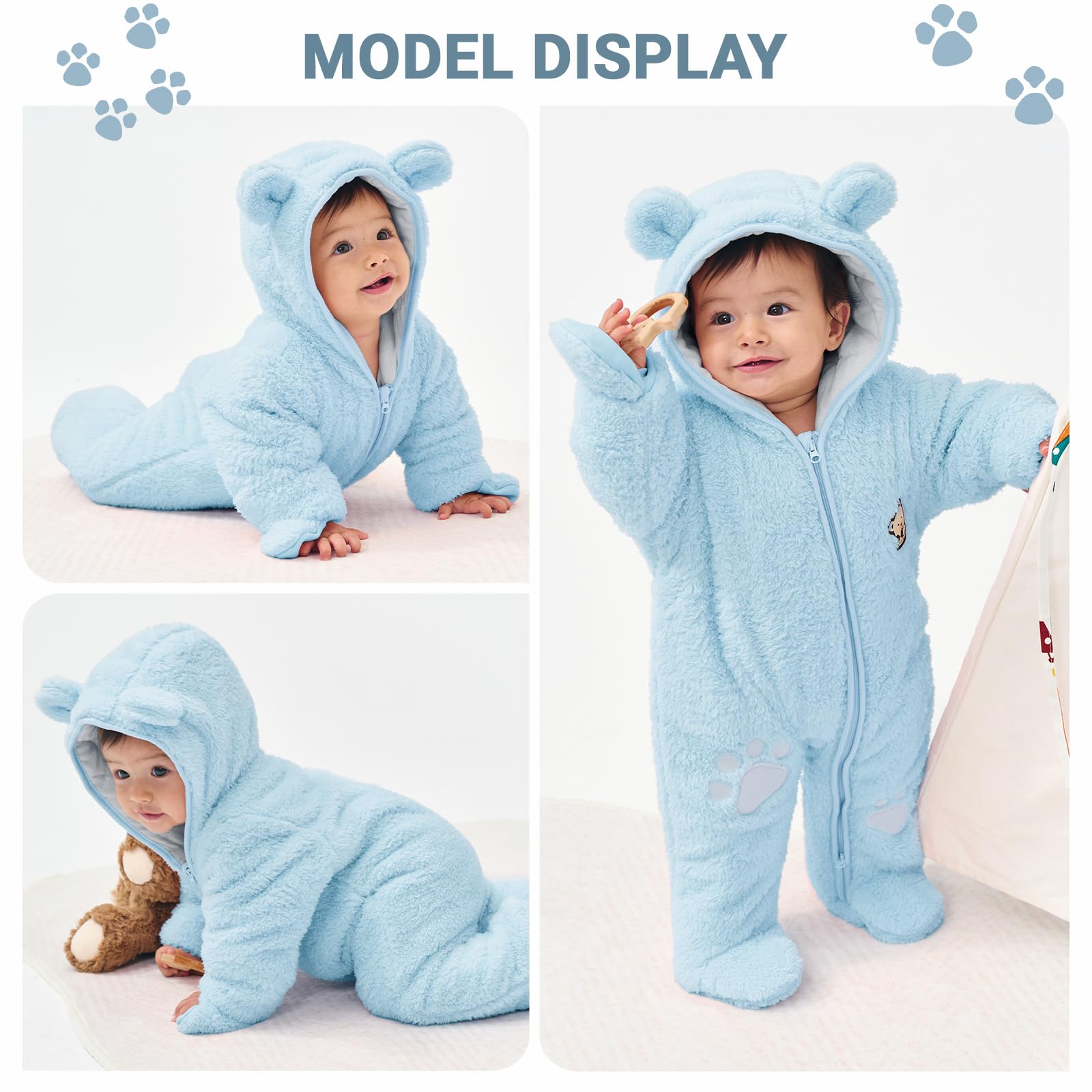 Baby Schneeanzüge Winter Overall mit Kapuze Fleece Strampler Mädchen Jungen Warm Outfits- Gr. 0-3 Monate (59 cm), Gelb