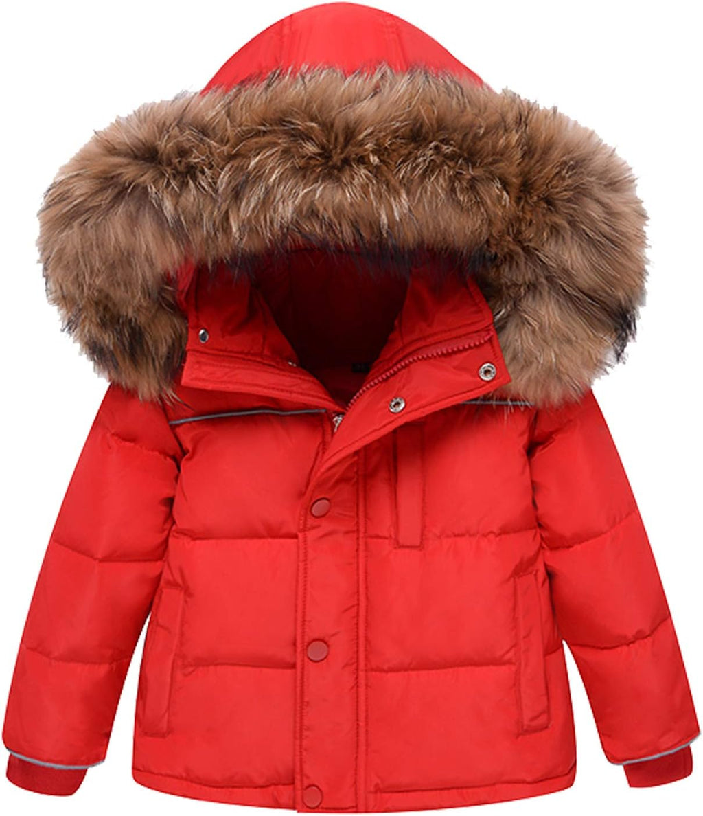 amropi Skianzug Mädchen Kinder Schneeanzug Daunenjacke mit Kaputze + Skihose 2tlg Bekleidungsset Winteranzug für 1-5 Jahre