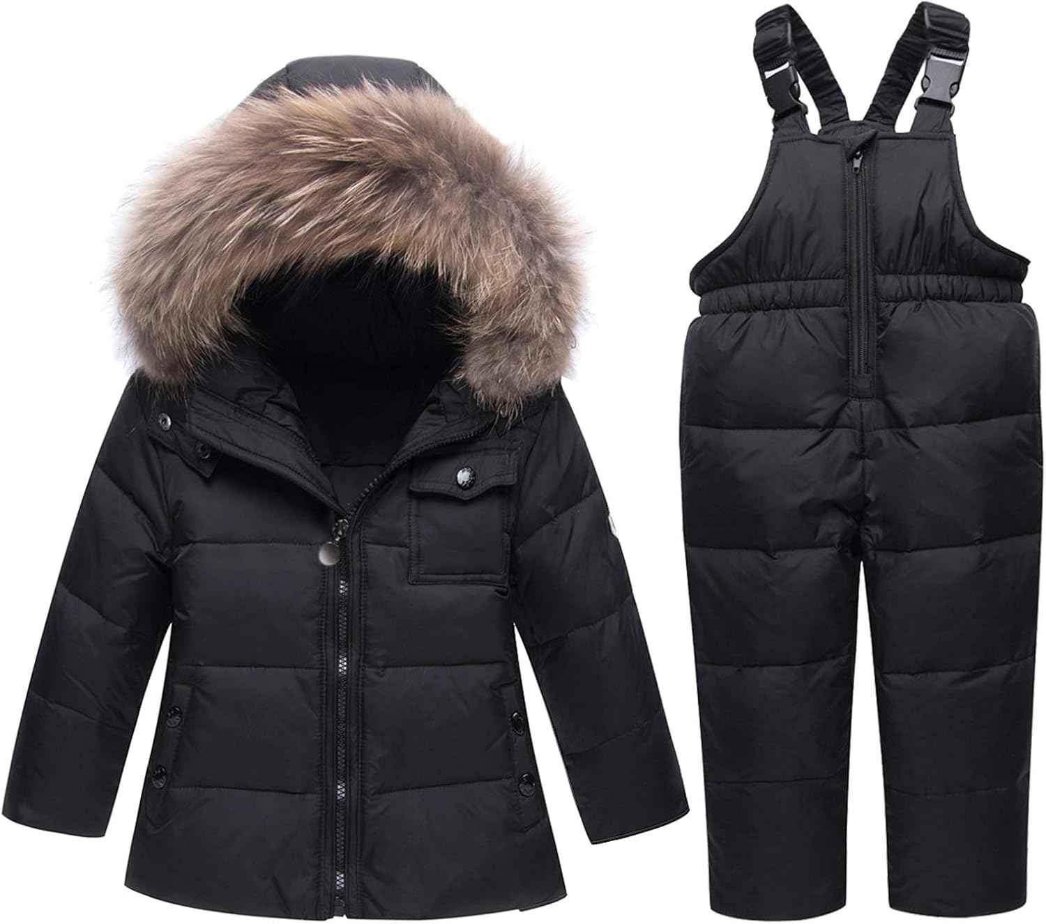 amropi Skianzug Mädchen Kinder Schneeanzug Daunenjacke mit Kaputze + Skihose 2tlg Bekleidungsset Winteranzug für 1-5 Jahre