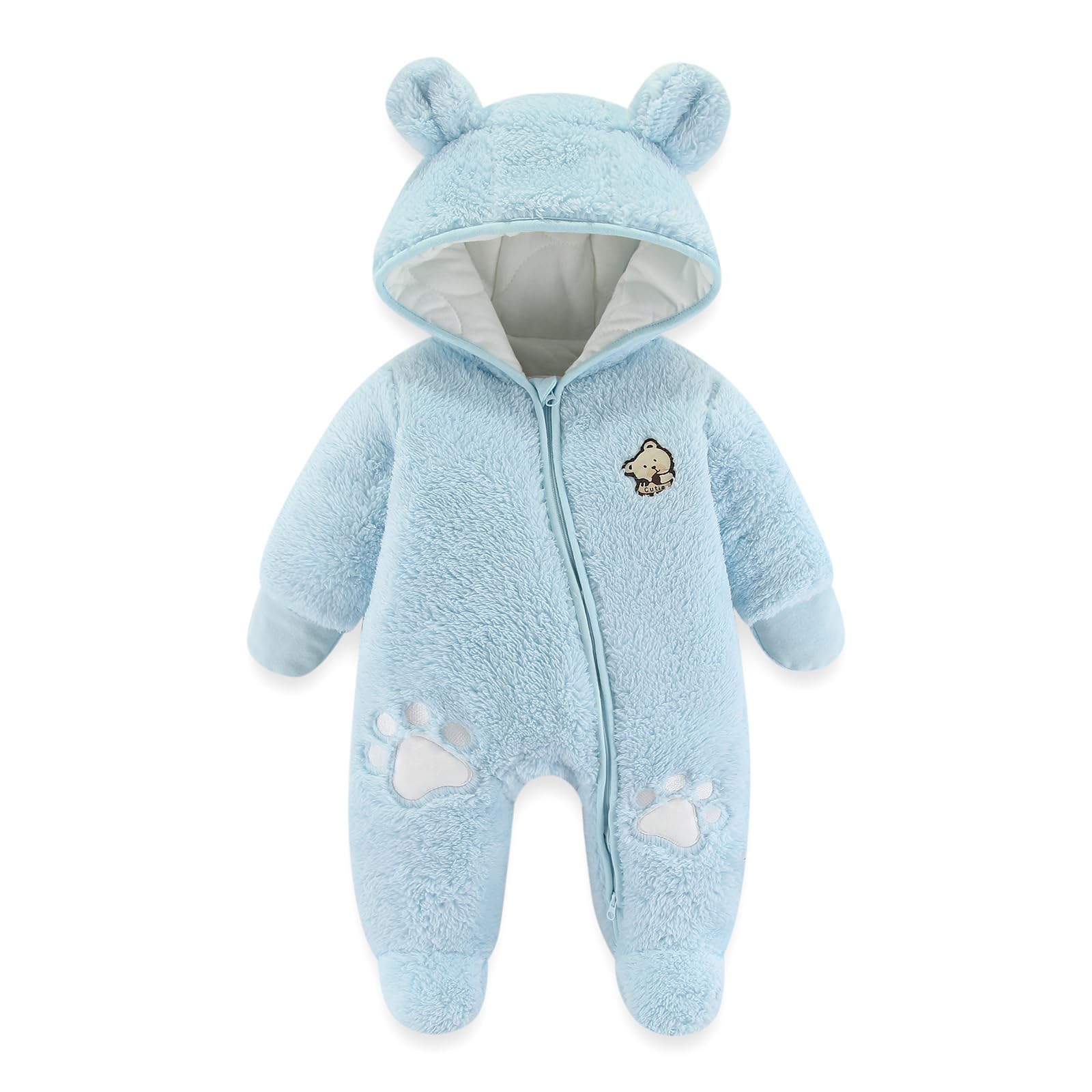 Baby Schneeanzüge Winter Overall mit Kapuze Fleece Strampler Mädchen Jungen Warm Outfits- Gr. 0-3 Monate (59 cm), Gelb