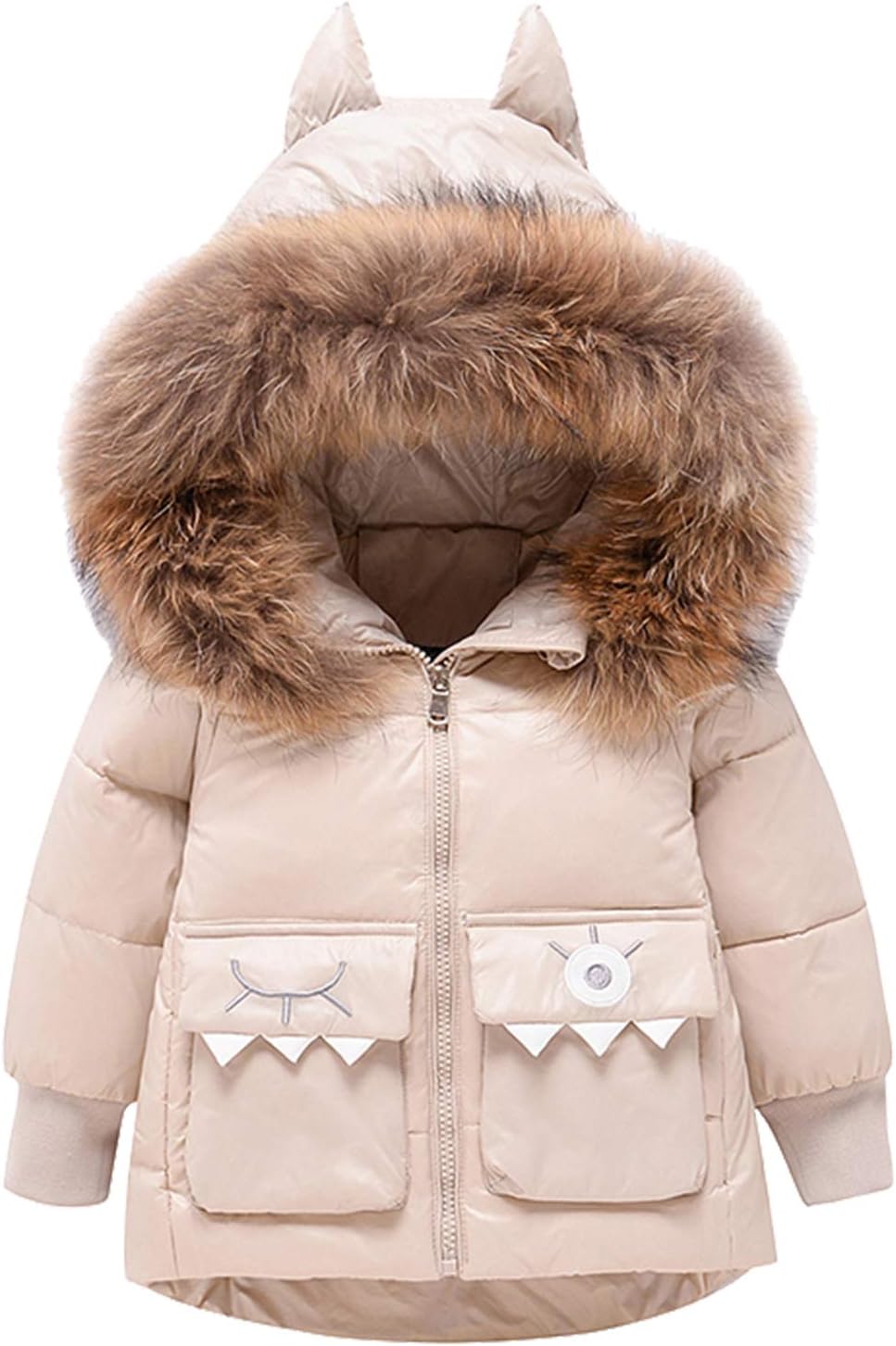 amropi Skianzug Mädchen Kinder Schneeanzug Daunenjacke mit Kaputze + Skihose 2tlg Bekleidungsset Winteranzug für 1-5 Jahre