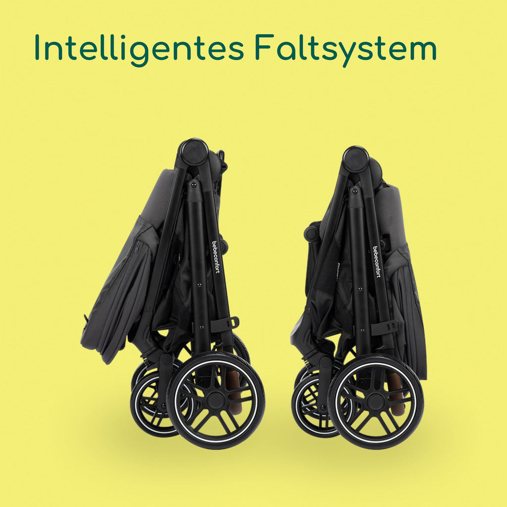 Bebeconfort Luvia Trio, Kinderwagen 3 in 1, 0–4 Jahre (0–22 kg), Baby Kinderwagen, Babyschale, Kinderwagenaufsatz, Smartes Faltsystem, Verstellbarer Schieber, Stoßdämpfung auf Rädern, Mineral Graphite