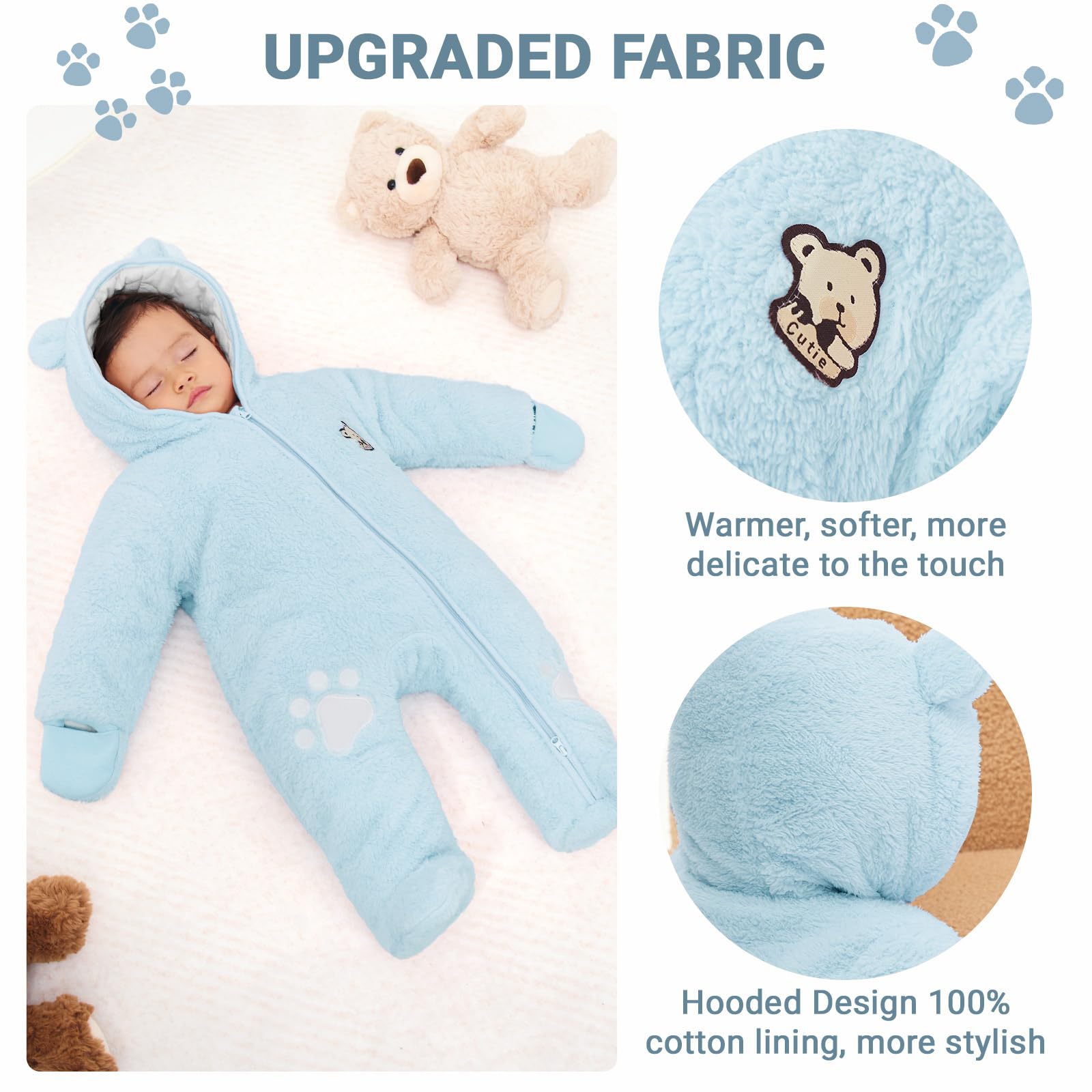 Baby Schneeanzüge Winter Overall mit Kapuze Fleece Strampler Mädchen Jungen Warm Outfits- Gr. 0-3 Monate (59 cm), Gelb