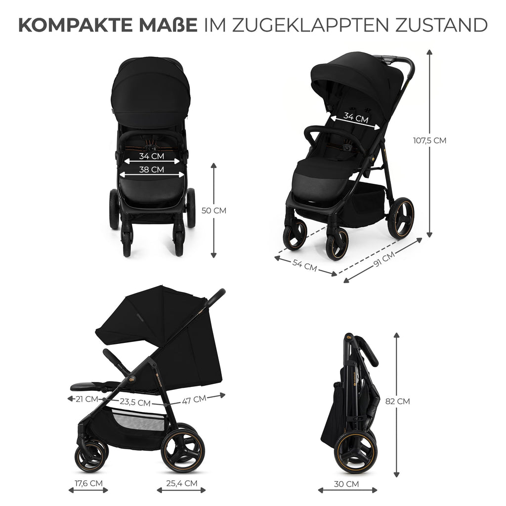 Kinderkraft TRIG 3 Kinderwagen, Kinderbuggy, Liegewagen, Sportwagen, Buggy, Zusammenklappen, Breite und tiefe Sitz, mit Liegeposition, 4 Rad Dämpfung, Große Dach, 5-Punkt-Gurt, bis zu 25 kg, Beige