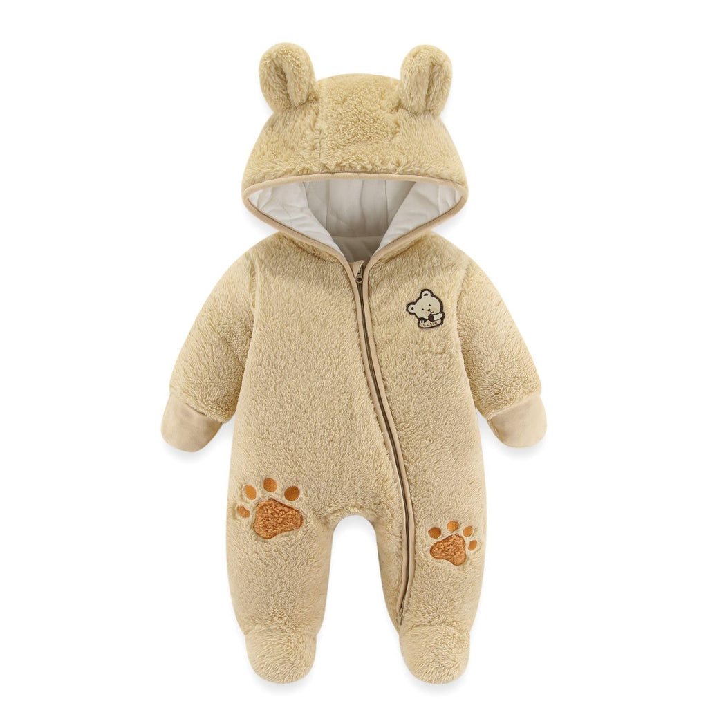 Baby Schneeanzüge Winter Overall mit Kapuze Fleece Strampler Mädchen Jungen Warm Outfits- Gr. 0-3 Monate (59 cm), Gelb