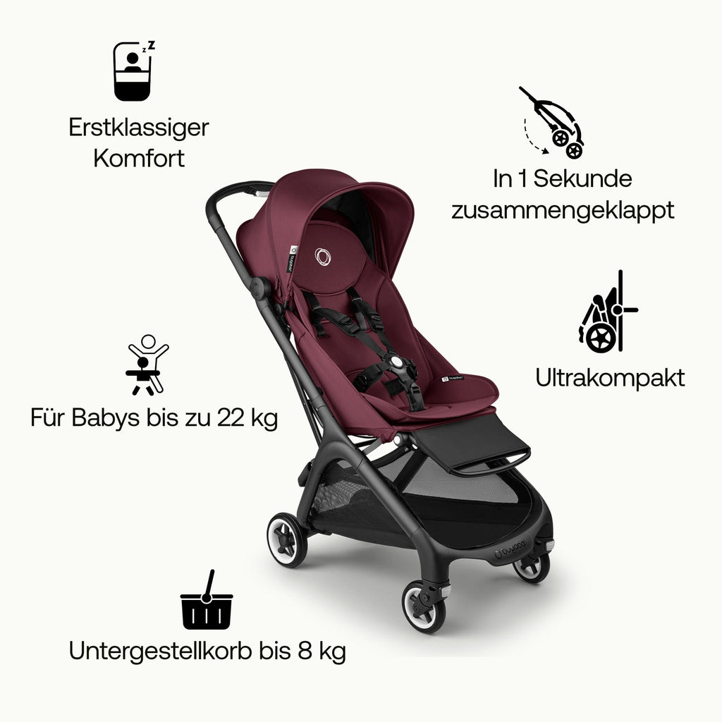 Bugaboo Butterfly ultrakompakter Reise-Kinderwagen, klein & leicht, einhändig faltbar und einfach zu lenken, ergonomischer City-Buggy für Babys ab 6 Monaten, mit viel Stauraum, Forest Green