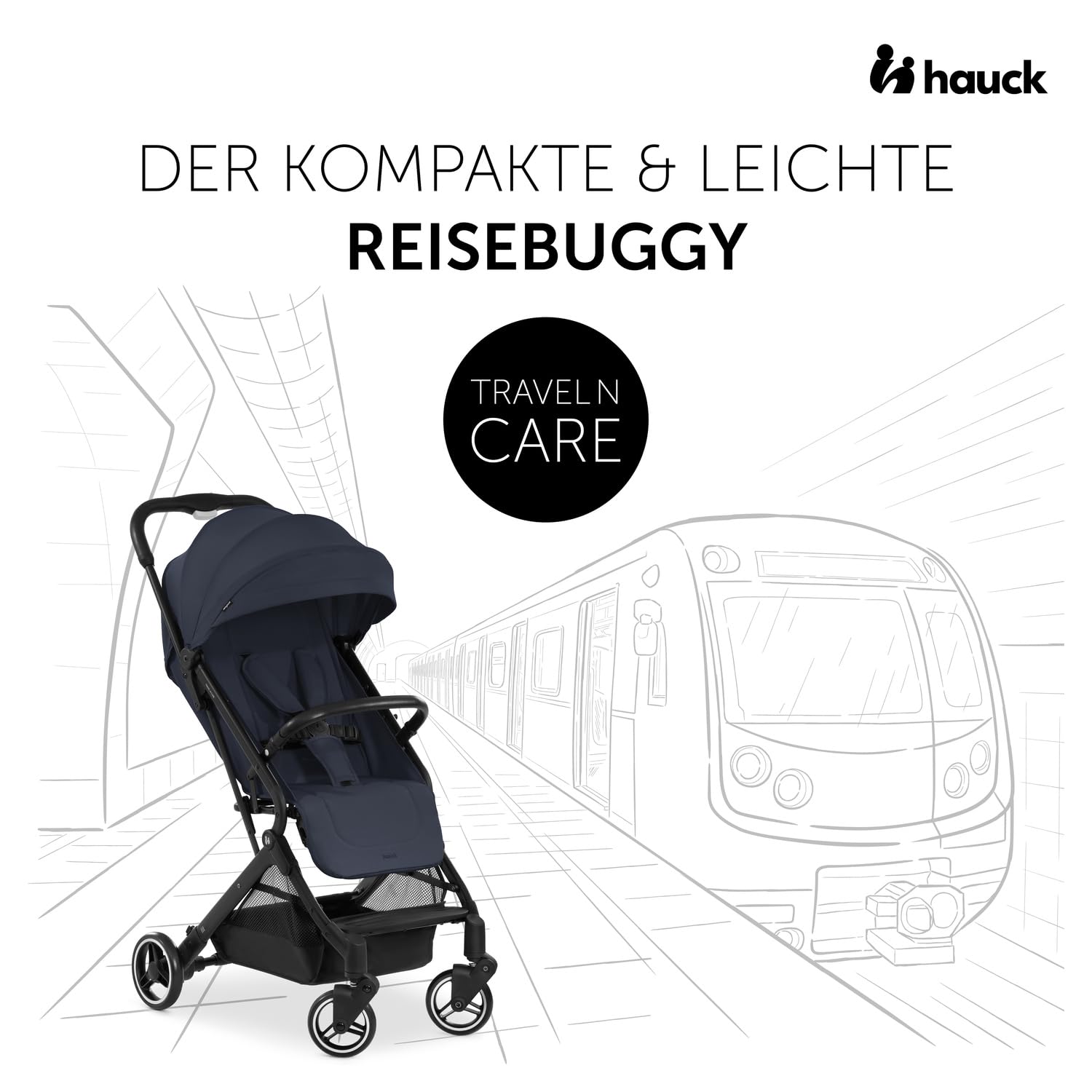 Hauck Travel N Care Dark Olive Kinderwagen – Leichter Reise Buggy für Kinder ab Geburt bis 22 kg mit Liegefunktion, kompakt und UPF 50+