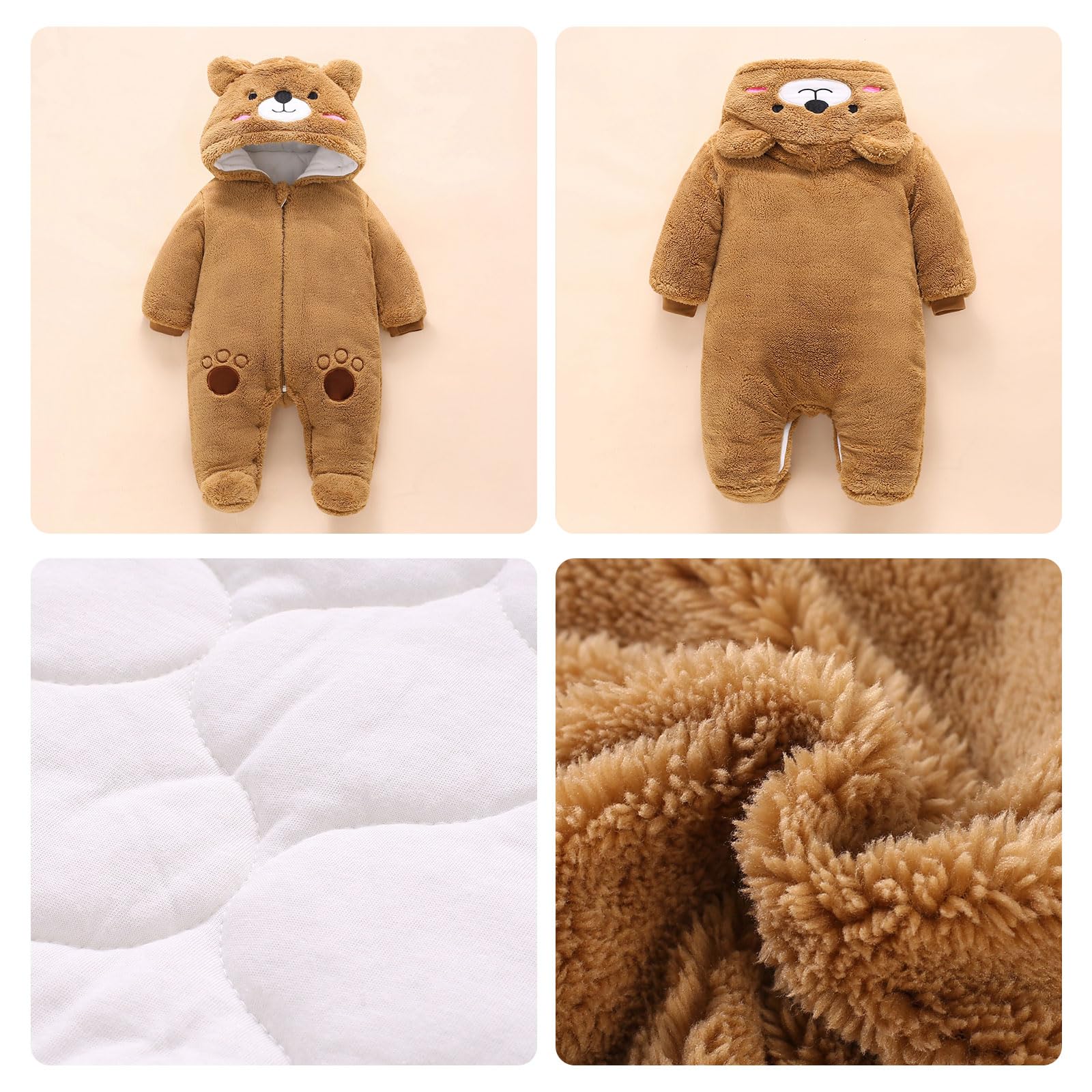 Baby Winter Schneeanzug Baby Strampler, Junge und Mädchen Einteiliger Anzug mit Kapuze, Kleinkind Oberbekleidung Schneeanzug Set Dick und Warm,Blau 3-6 Monate